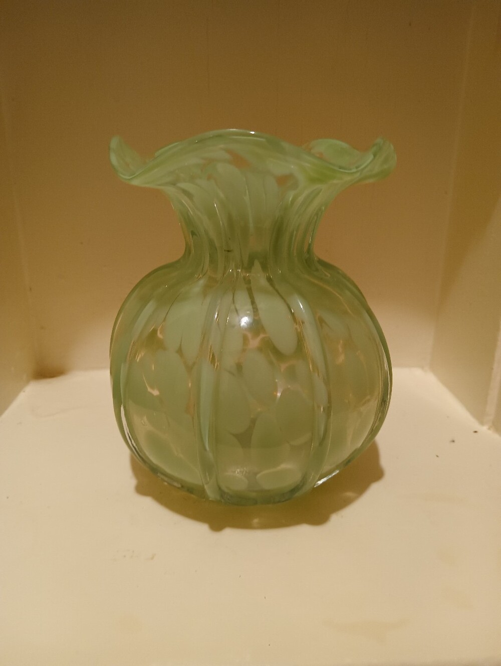 Two's Company Ruffled Spotted Glass Vase
